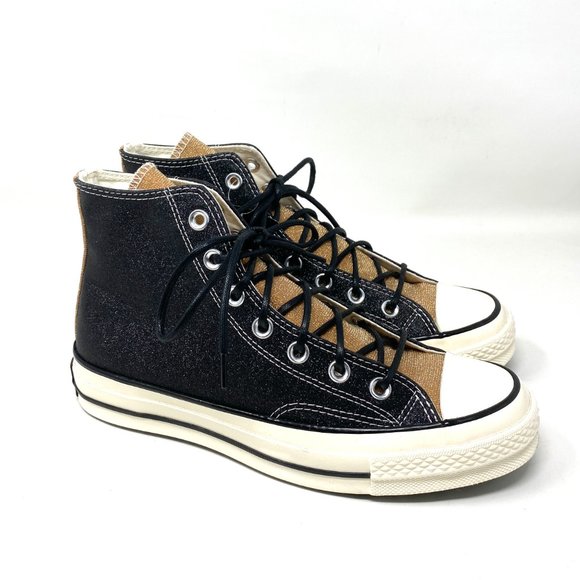 Converse Women's Size 8 572265C CHUCK 70 HI Black Gold Egret Synthetic Sneaker - Picture 3 of 10